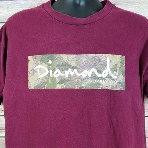 Diamond Supply Co Mens Large Burgundy Tee Shirt Streetwear Made in USA Short Slv